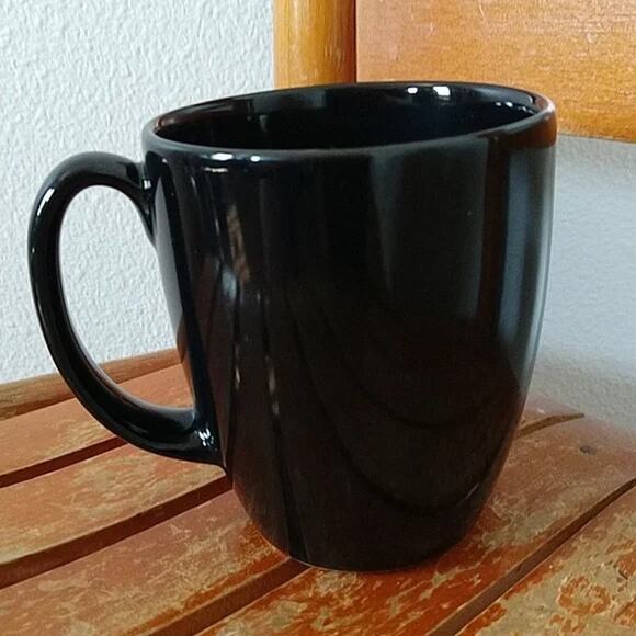 Corelle Set of 3 Black Mugs 4" tall x 3" diameter coffee tea beverage curved - Picture 2 of 10